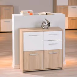 Altobuy - list - Meuble de Rangement 3 Portes 2 Tiroirs Aspect Bois - Marron clair