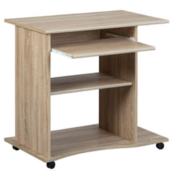 List - Meuble Informatique sur Roulettes Aspect Bois - Marron clair