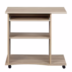List - Meuble Informatique sur Roulettes Aspect Bois - Marron clair