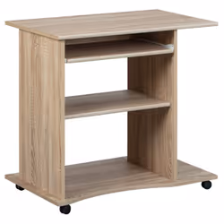 List - Meuble Informatique sur Roulettes Aspect Bois - Marron clair - Vue supplémentaire 4