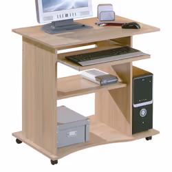 List - Meuble Informatique sur Roulettes Aspect Bois - Marron clair - Vue supplémentaire 6