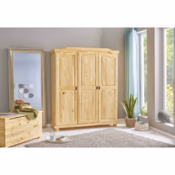 Oliver - Armoire 3 Portes + Penderie Bois Massif Naturel - Naturel - Vue supplémentaire 2