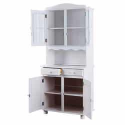 Altobuy - laurie - Buffet Vaisselier 4 Portes 2 Tiroirs Bois Massif Vernis Blanc - Blanc