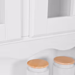 Altobuy - laurie - Buffet Vaisselier 4 Portes 2 Tiroirs Bois Massif Vernis Blanc - Blanc - Vue supplémentaire 4