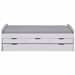 Sydney - Lit Gigogne 90x200cm + 3 Tiroirs Bois Massif Vernis Blanc - Blanc