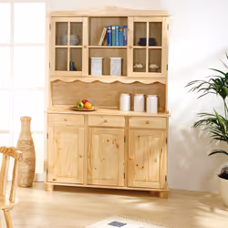 Altobuy - stan - Buffet Vaisselier 5 Portes 3 Tiroirs Bois Massif - Naturel