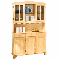 Altobuy - stan - Buffet Vaisselier 5 Portes 3 Tiroirs Bois Massif - Naturel