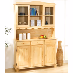 Altobuy - stan - Buffet Vaisselier 5 Portes 3 Tiroirs Bois Massif - Naturel - Vue supplémentaire 5