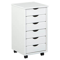 Altobuy - sydney - Caisson 6 Tiroirs Bois Massif Vernis Blanc - Blanc
