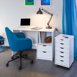Altobuy - sydney - Caisson 6 Tiroirs Bois Massif Vernis Blanc - Blanc