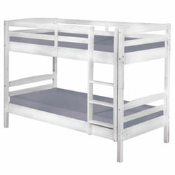 Alaska - Lits Superposés 90x190cm + Sommiers Bois Massif Vernis Blanc - Blanc