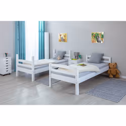 Alaska - Lits Superposés 90x190cm + Sommiers Bois Massif Vernis Blanc - Blanc
