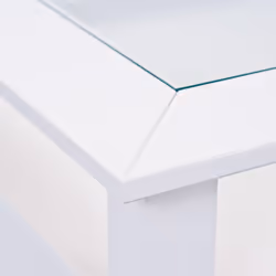 Altobuy - natur - Table Basse Carrée Bois Massif Vernis Blanc et Verre - Blanc - Vue supplémentaire 4