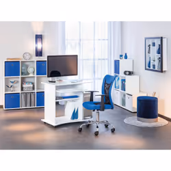 Teo - Meuble Informatique sur Roulettes Coloris Blanc - Blanc - Vue supplémentaire 6