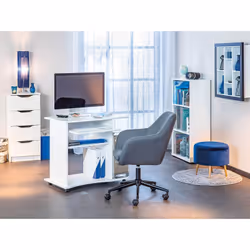 Teo - Meuble Informatique sur Roulettes Coloris Blanc - Blanc - Vue supplémentaire 7