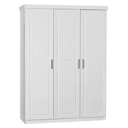 Alaska - Armoire 3 Portes + Penderie Bois Massif Vernis Blanc - Blanc