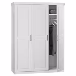Alaska - Armoire 3 Portes + Penderie Bois Massif Vernis Blanc - Blanc - Vue supplémentaire 4