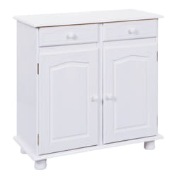 Altobuy - laurie - Meuble 2 Portes 2 Tiroirs Bois Massif Vernis Blanc - Blanc