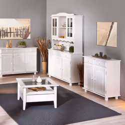 Altobuy - laurie - Meuble 2 Portes 2 Tiroirs Bois Massif Vernis Blanc - Blanc