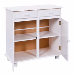 Altobuy - laurie - Meuble 2 Portes 2 Tiroirs Bois Massif Vernis Blanc - Blanc