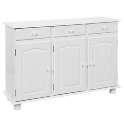 Altobuy - laurie - Buffet 3 Portes 3 Tiroirs Bois Massif Vernis Blanc - Blanc