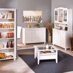 Altobuy - laurie - Buffet 3 Portes 3 Tiroirs Bois Massif Vernis Blanc - Blanc
