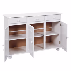 Altobuy - laurie - Buffet 3 Portes 3 Tiroirs Bois Massif Vernis Blanc - Blanc