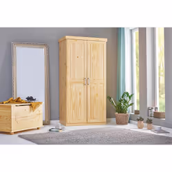 Cali - Armoire 2 Portes Bois Massif Naturel - Naturel