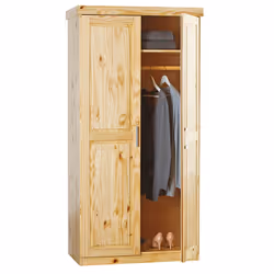 Cali - Armoire 2 Portes Bois Massif Naturel - Naturel