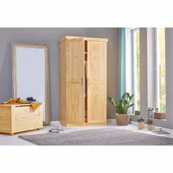 Cali - Armoire 2 Portes Bois Massif Naturel - Naturel - Vue supplémentaire 5