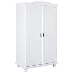 Sydney - Armoire 2 Portes + Penderie Bois Massif Vernis Blanc - Blanc