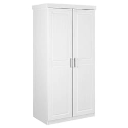 Alaska - Armoire 2 Portes + Penderie Bois Massif Vernis Blanc - Blanc