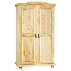 Oliver - Armoire 2 Portes + Penderie Bois Massif Naturel - Naturel