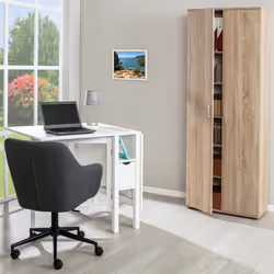 List - Armoire 2 Portes 6 Compartiments Aspect Bois - Marron clair