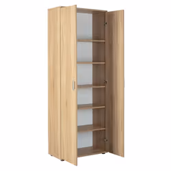 List - Armoire 2 Portes 6 Compartiments Aspect Bois - Marron clair - Vue supplémentaire 4