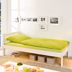ALASKA - Lit 90x200cm Bois Massif Vernis Blanc