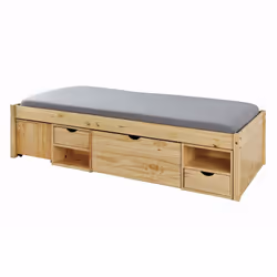 Cali - Lit 90x200cm multi-rangement Bois Massif - Naturel - Vue supplémentaire 4