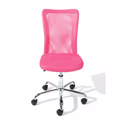 Altobuy - clide - Chaise de Bureau Enfant Tissu Rose et Pieds Chromés - Rose - Vue supplémentaire 2