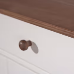 SOCOA - Buffet 2 Portes 2 Tiroirs Bois Massif Vernis Sepia et Blanc