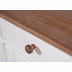 Socoa - Buffet 3 Portes 3 Tiroirs Bois Massif Vernis Sepia et Blanc - Blanc