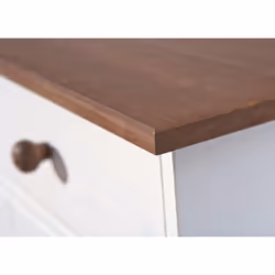 Socoa - Buffet 3 Portes 3 Tiroirs Bois Massif Vernis Sepia et Blanc - Blanc