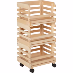 Altobuy - legumes - Lot 3 Cageots Empilables Pin Massif sur Roulettes