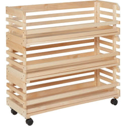 LEGUMES MAXI - Lot 3 Cageots Empilables Pin Massif sur Roulettes