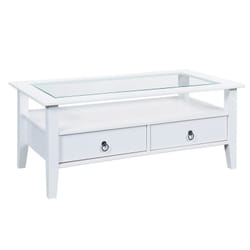 Altobuy - natur - Table Basse Rectangulaire Bois Massif Vernis Blanc - Blanc