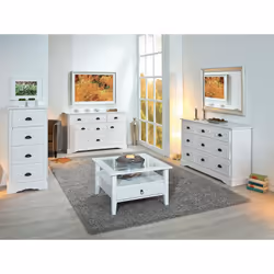 Altobuy - apothic - Meuble 4 Tiroirs Bois Massif Vernis Blanc - Blanc