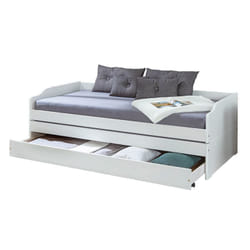 BARBARA - Lit Gigogne 3 Couchages 90x200cm Bois Massif Vernis Blanc