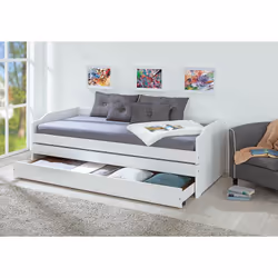 BARBARA - Lit Gigogne 3 Couchages 90x200cm Bois Massif Vernis Blanc