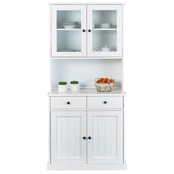 Altobuy - bidart - Buffet Vaisselier 4 Portes 2 Tiroirs Bois Massif Vernis Blanc - Blanc