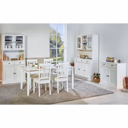 Altobuy - bidart - Buffet Vaisselier 4 Portes 2 Tiroirs Bois Massif Vernis Blanc - Blanc