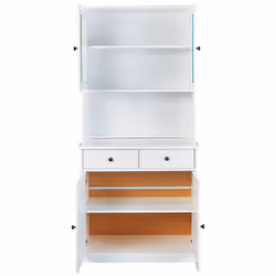 Altobuy - bidart - Buffet Vaisselier 4 Portes 2 Tiroirs Bois Massif Vernis Blanc - Blanc